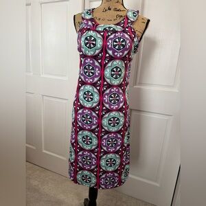 Geometric Patterned Purple and Blue Dress